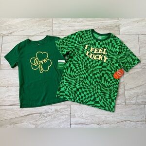 St Patrick’s Bundle T-Shirt Set with Shamrock and Lucky Print